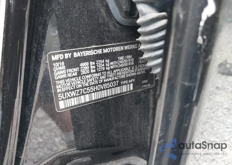 2017 BMW X3 Sdrive28I from USA, damaged, VIN 5UXWZ7C55H0V85037